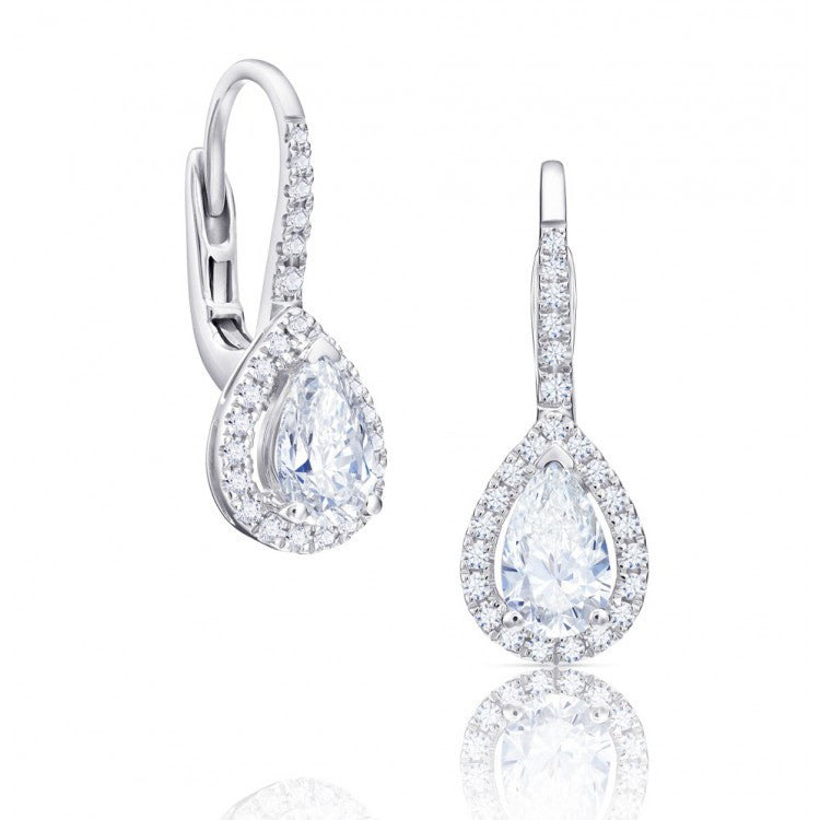 Pendientes Colgantes de Diamantes talla Pera con Orla