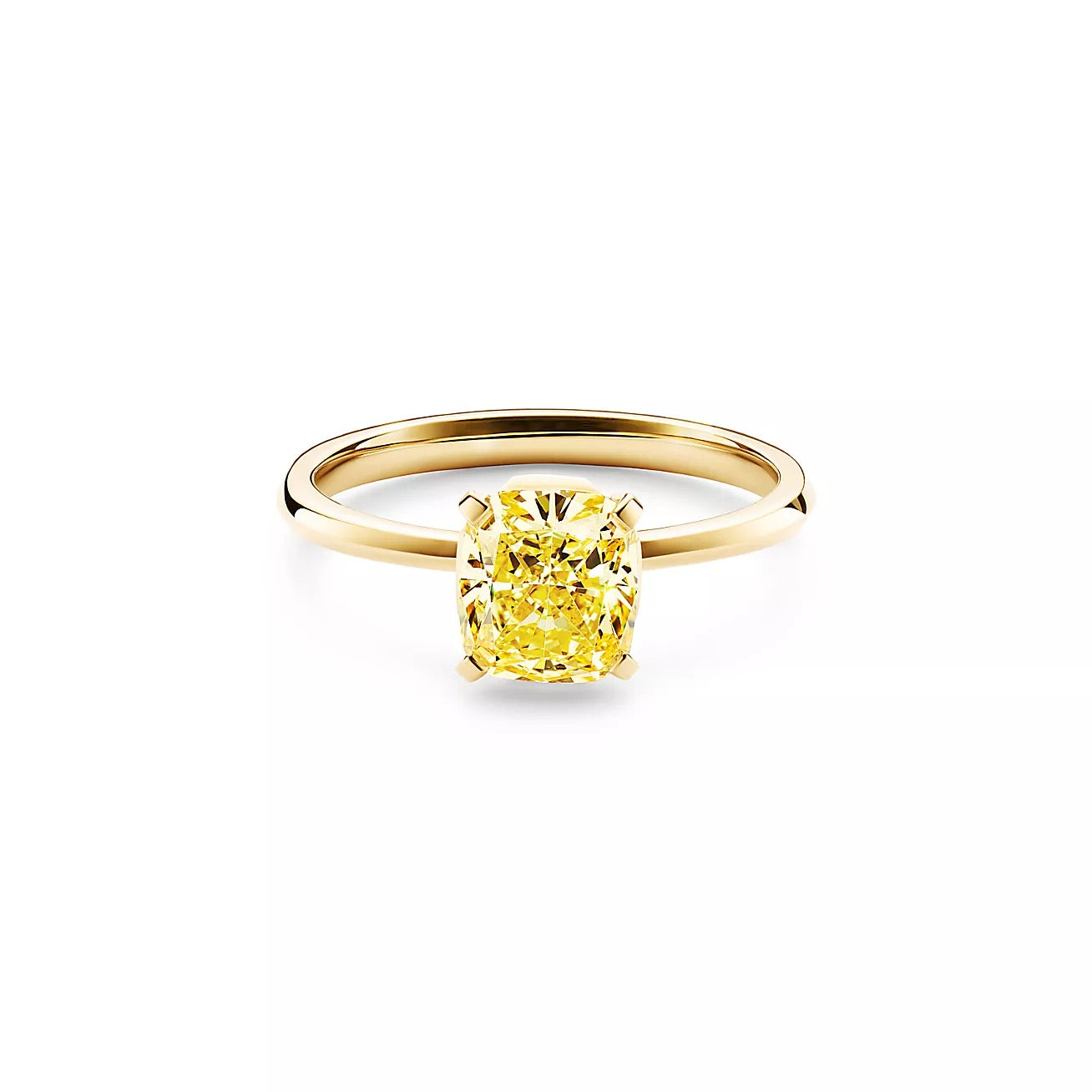 Anillo de Diamante Fancy Yellow Cushion