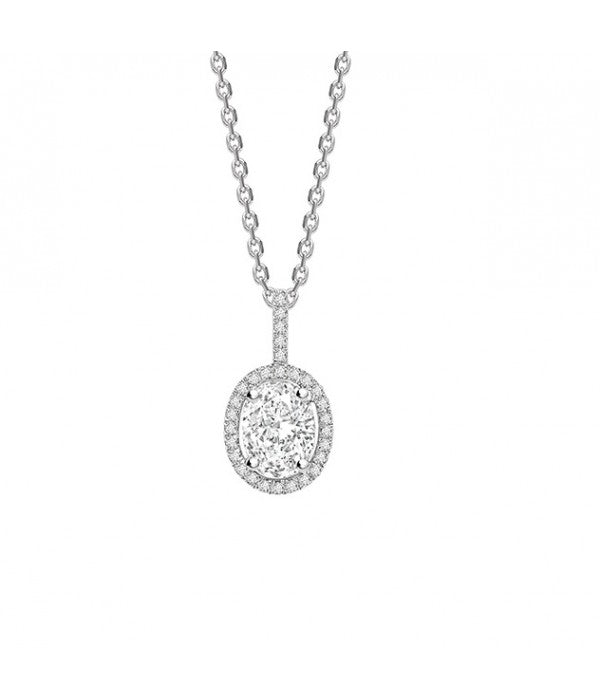 Colgante de Diamante talla Oval con Orla