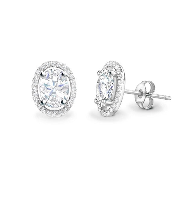 Pendientes de Diamante talla Oval con Orla