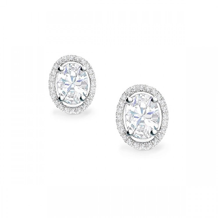 Pendientes de Diamante talla Oval con Orla