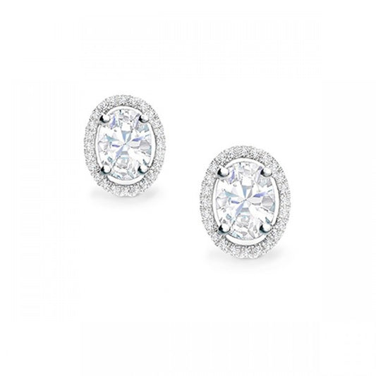 Pendientes de Diamante talla Oval con Orla