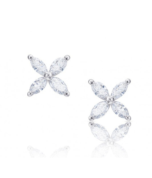 Pendientes Flor con Diamantes talla Marquise
