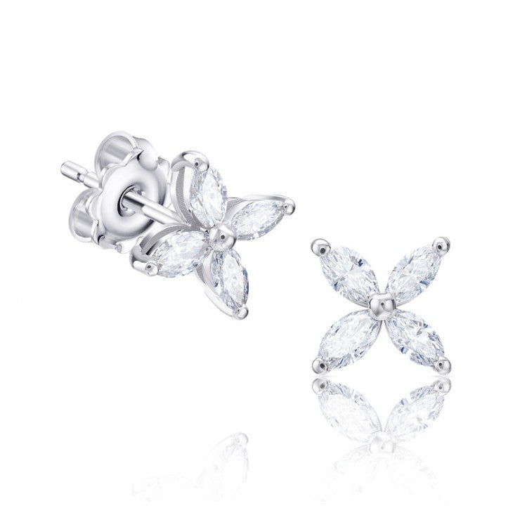 Pendientes Flor con Diamantes talla Marquise